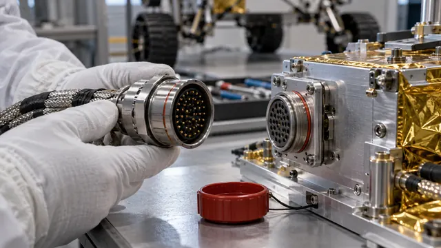 The instrument and its connector on a test bench
