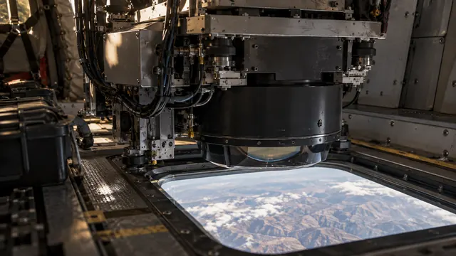 An aircraft instrument bay looking down at mountains, in the scenario on wind measurements during smoke season