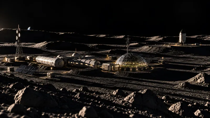 Shackleton Base Alpha under a low Sun at the lunar south pole